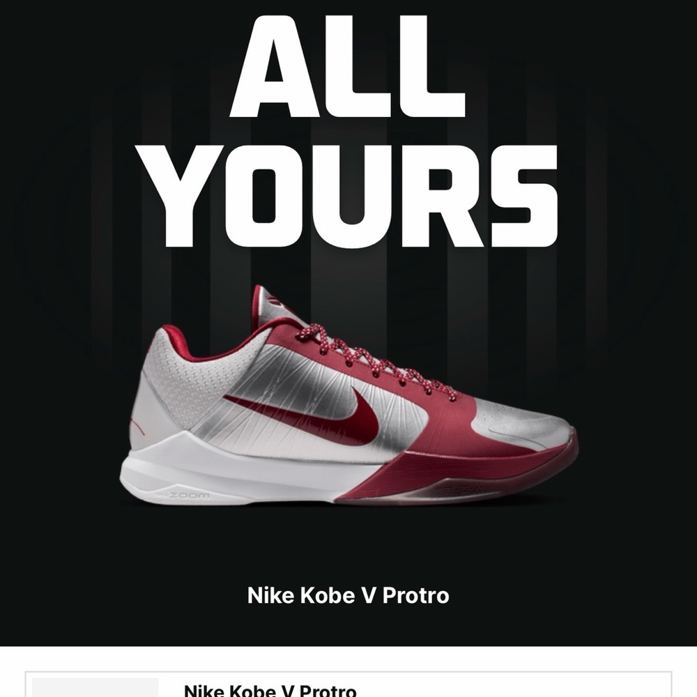 Nike Kobe V Protro Men's Basketball Shoes - Silver / Maroon